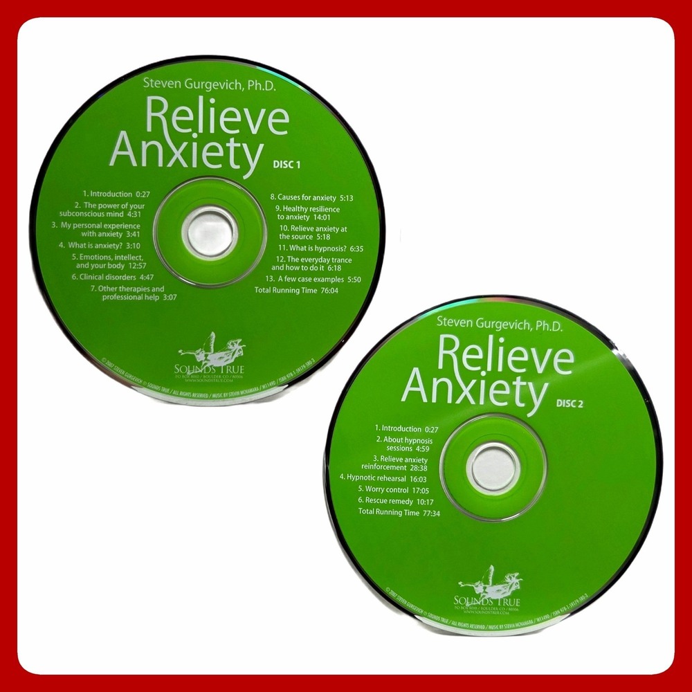 Relieve Anxiety 2CD Set Steven Gurgevich Sounds True Hypnosis Audio Disc Program